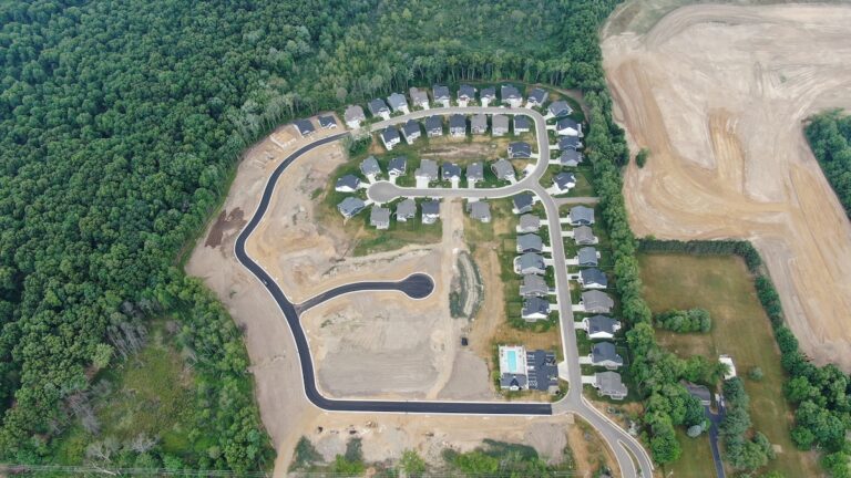 aerial view of condo community in portage mi